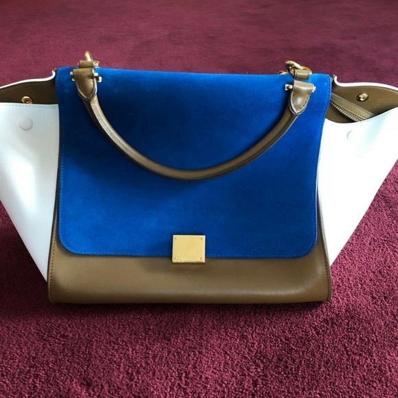 Celine Handbags - Celine Trapeze Bag Bright Blue